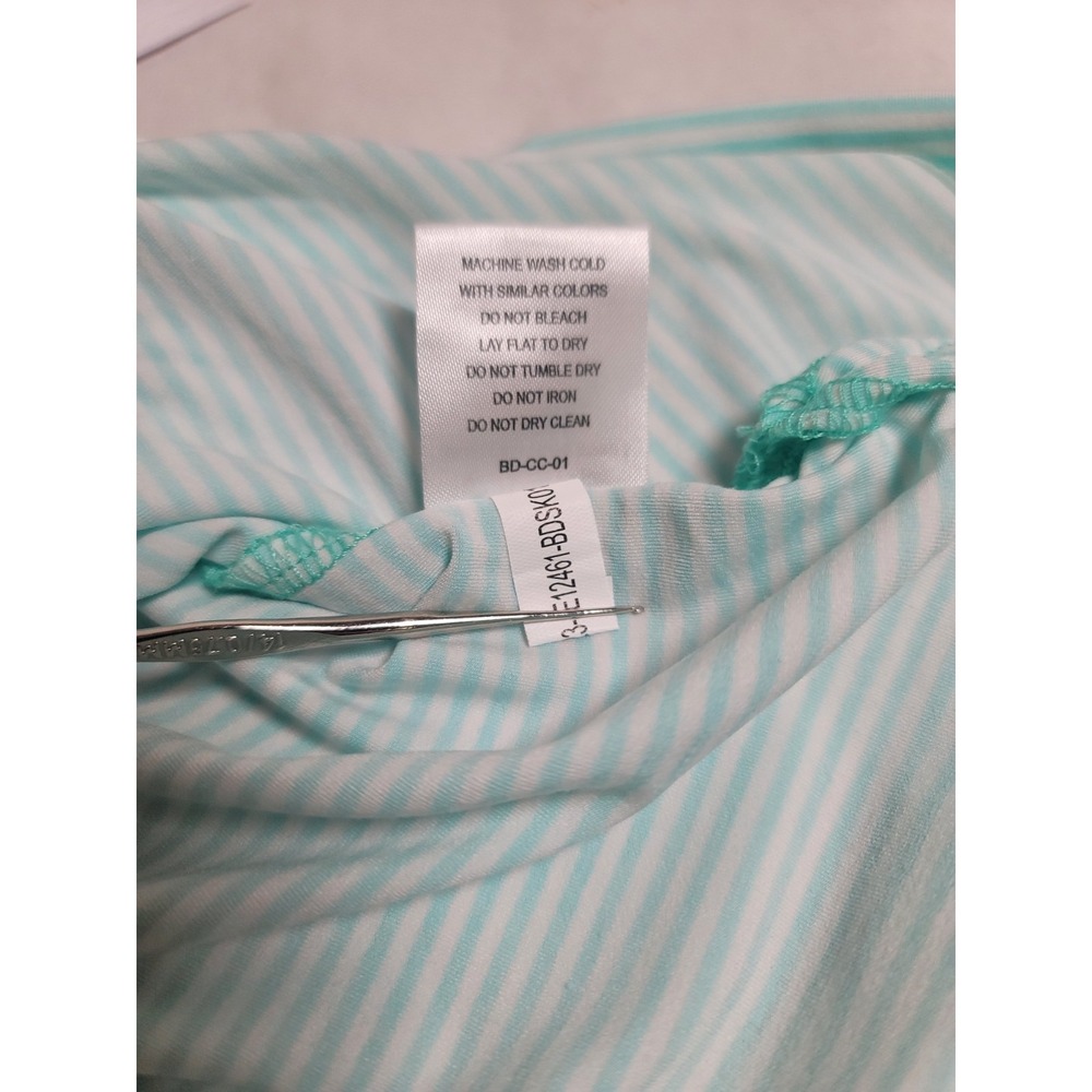 B. Draddy Sport Polo Shirt Mens L Golf White Green‎ Striped Stretch Logo Preppy - Picture 9 of 12
